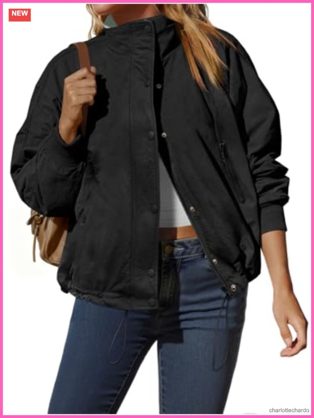 Tankaneo Womens Fleece Lined Cropped Jacket Full Zip Loose Casual Coat